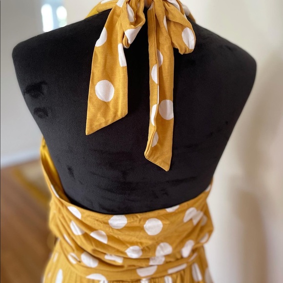 Boden Yellow & White Polka Dot Halter Dress - Picture 5 of 5